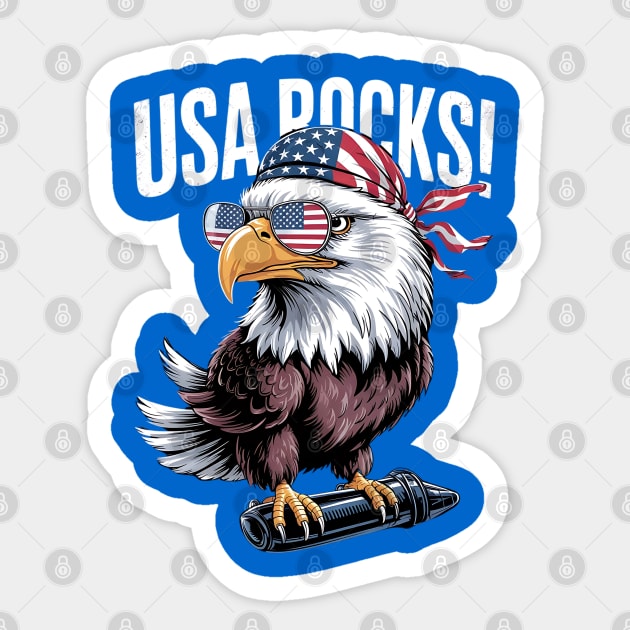 Patriotic Bald Eagle Mullet USA American Flag 4th of July Sticker by Creatifly Graphic Tees